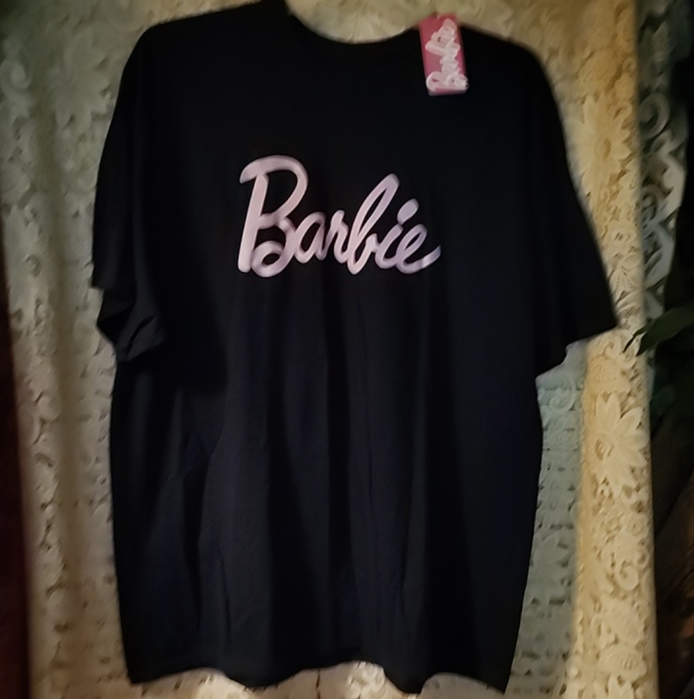 Black T-Shirt with Pink Barbie Logo